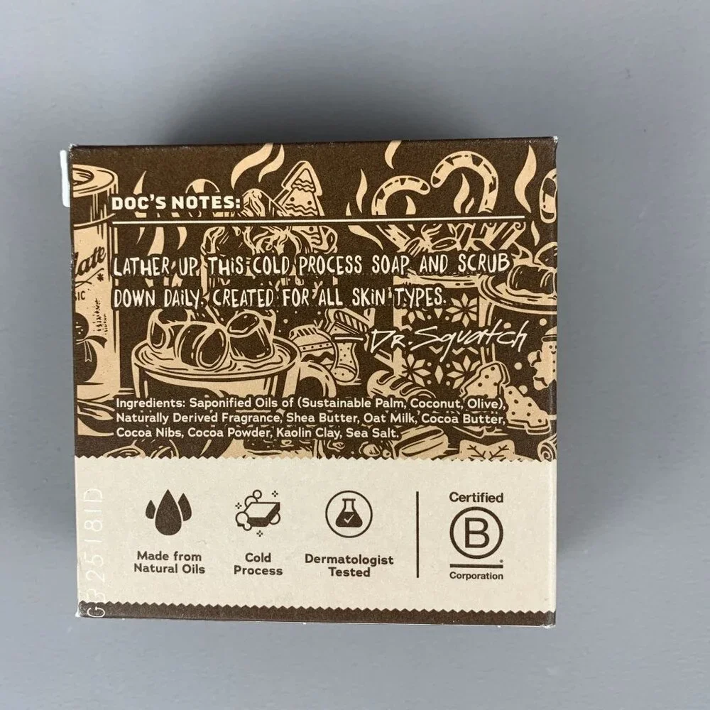 Set of 2 Dr Squatch Hot Choccy Mens Soap W/ Cocoa Nibs Med Grit New Ltd Edition